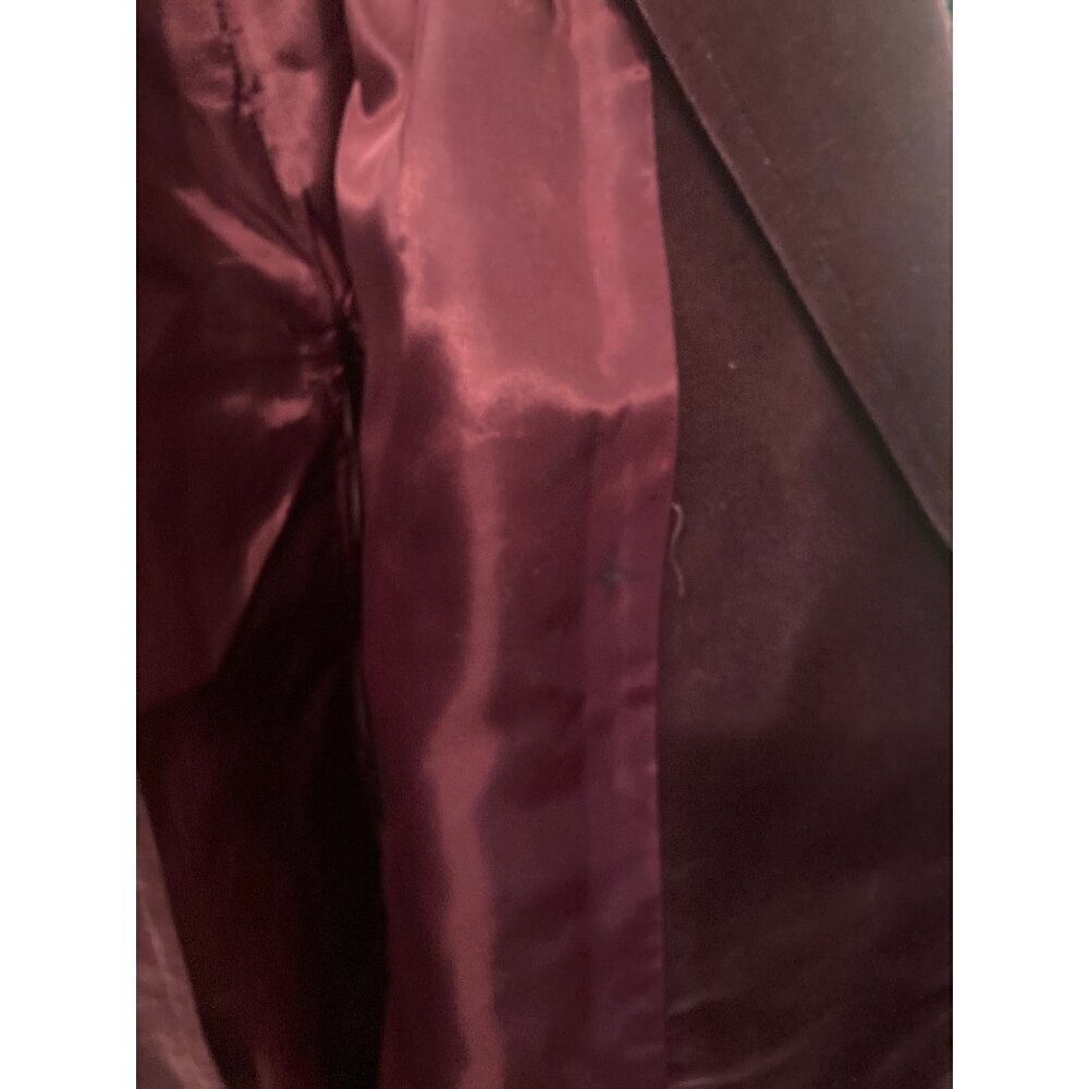 VTG B. Altman & Co Oneup Women's Burgundy Velvet Long Trench Coat Belt PKTS USA - Picture 9 of 9